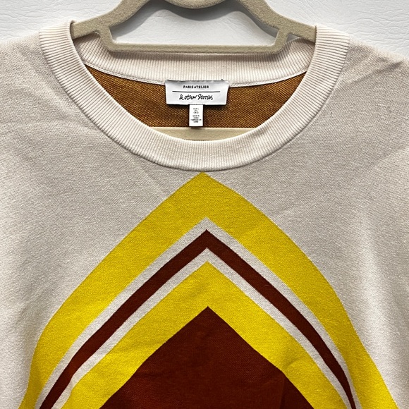 & Other Stories White Yellow Brown Varsity Knit Sweater Large - Picture 5 of 11